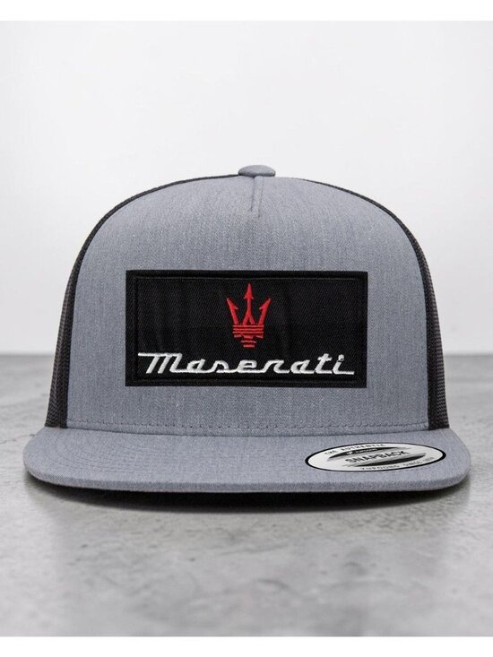 Maserati YP Flat Bill Trucker Hat Mesh Back Snapback grey/black